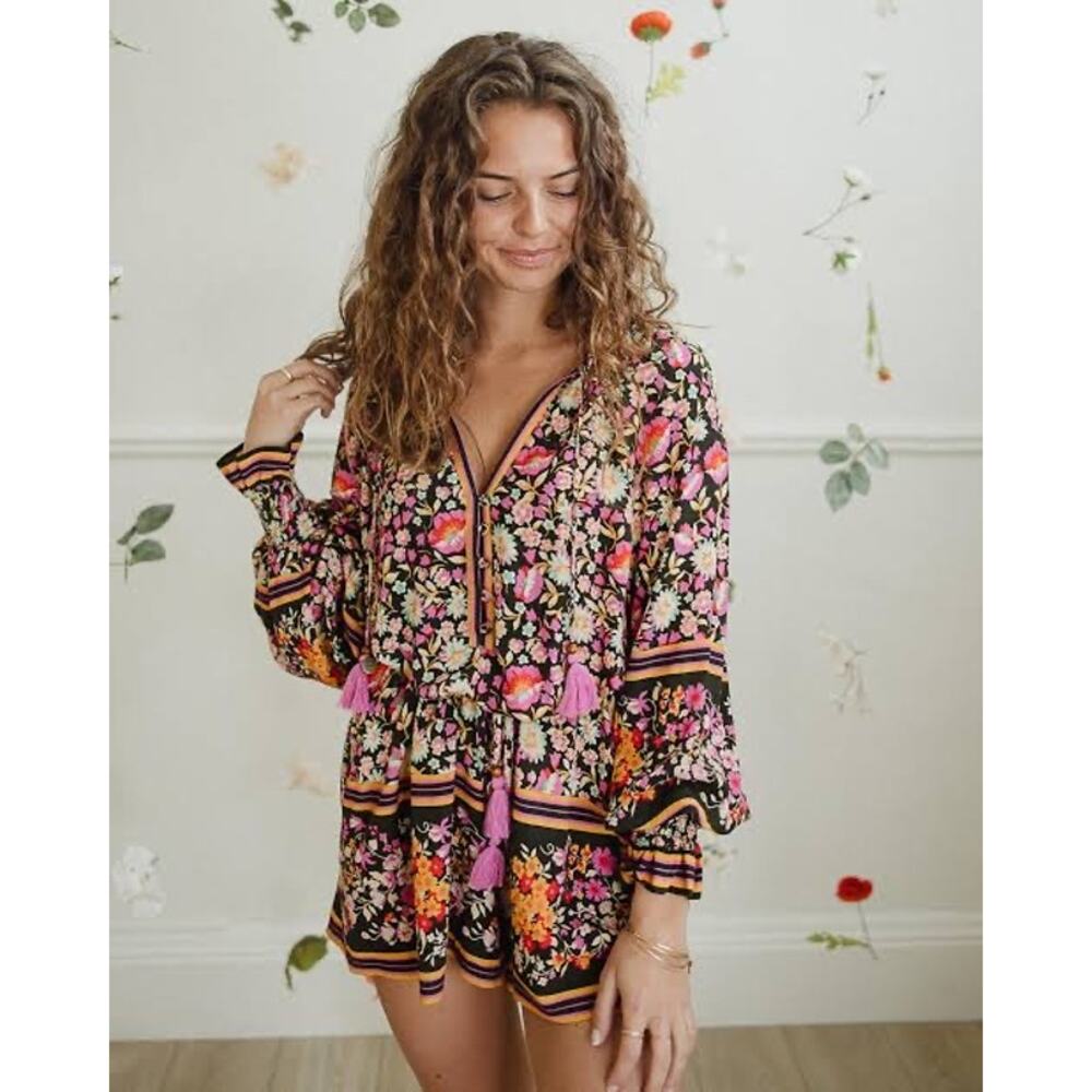 Spell & The Gypsy Collective Impala Lily Floral Boho Romper Night Blossom XL - Picture 3 of 9